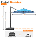 Patioslife Aegis Pro Round Cantilever Patio Umbrella with Solar LED Lights & Shade Protection