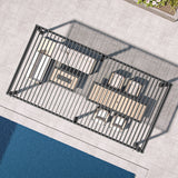Top view of Patioslife Atlantic 3x6m louvered pergola with adjustable roof over outdoor sofa and dining furniture