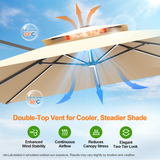 Patioslife Aegis Pro™ Premium Cantilever Parasol with LED Strip Lights, Fibreglass Ribs & Powder-Coated Aluminium Pole — Luxury Garden & Patio Shade