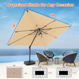 Patioslife Aegis Pro™ Premium Cantilever Parasol with LED Strip Lights, Fibreglass Ribs & Powder-Coated Aluminium Pole — Luxury Garden & Patio Shade