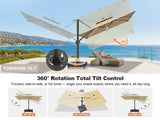 Patioslife Aegis Signature Series Rotating Cantilever Patio Umbrella with Adjustable Tilt for Garden & Poolside