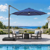 Patioslife Aegis Pro Round Cantilever Patio Umbrella with Solar LED Lights & Shade Protection