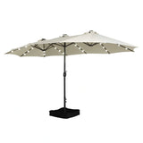 Patioslife Horizon Haven™ 4.6x2.7m Double-Sided Patio Umbrella with LED Lights base and cover