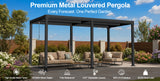 Patioslife Atlantic Premium Louvered Pergola with Adjustable Roof Panels, Integrated Gutter System & Freestanding All-Weather Outdoor Shelter for Patio, Deck & Poolside