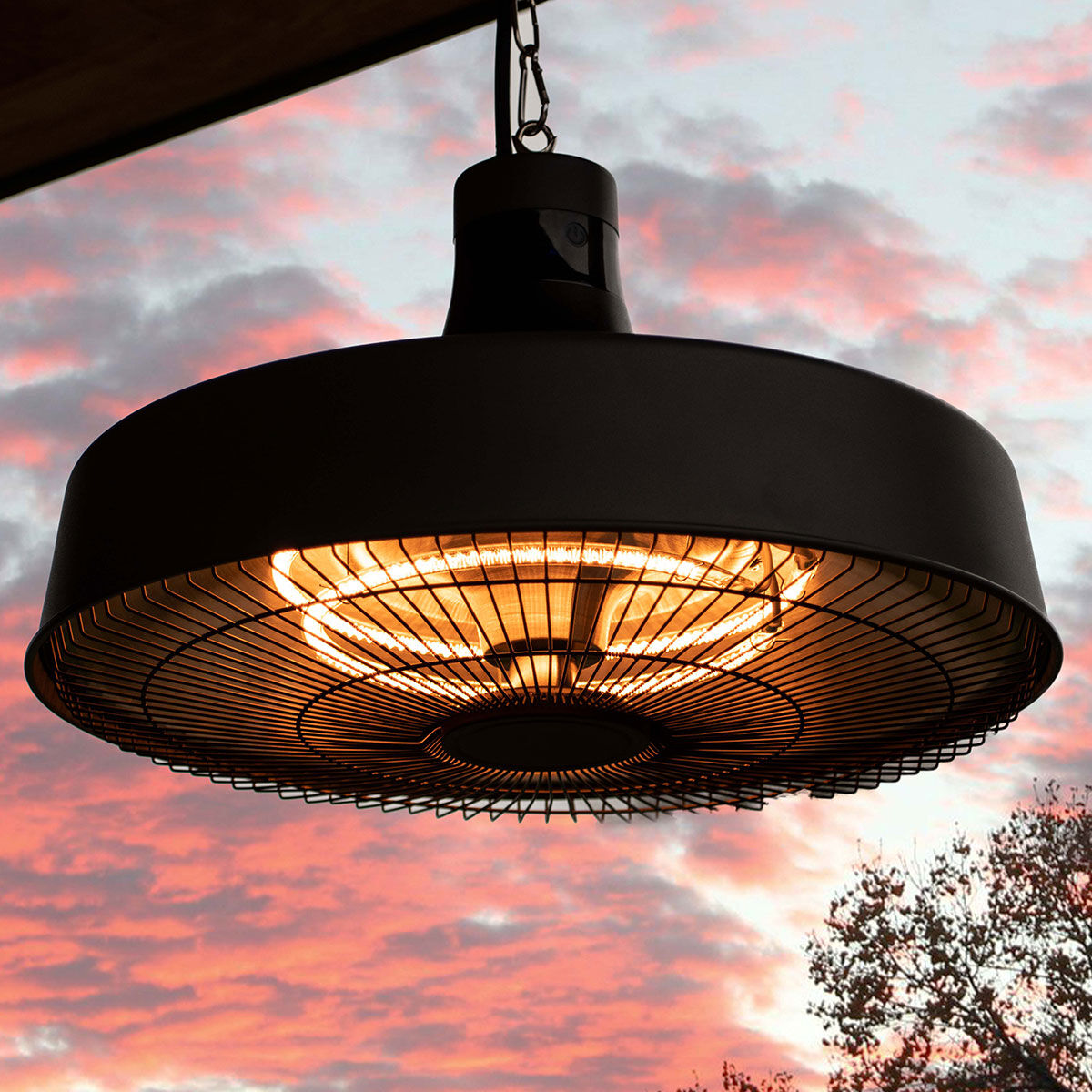 Hanging Patio Heater with LED Light & Remote Control – 2000W Electric Outdoor Heater