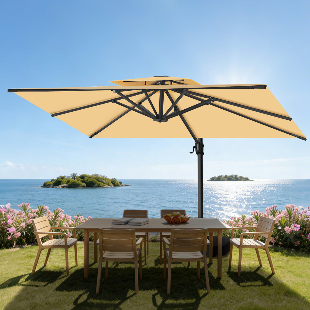 free standing patio umbrella uk 9FT with Crank Lift & Tilt Use it for any occasion Heavy Duty Garden Parasols |