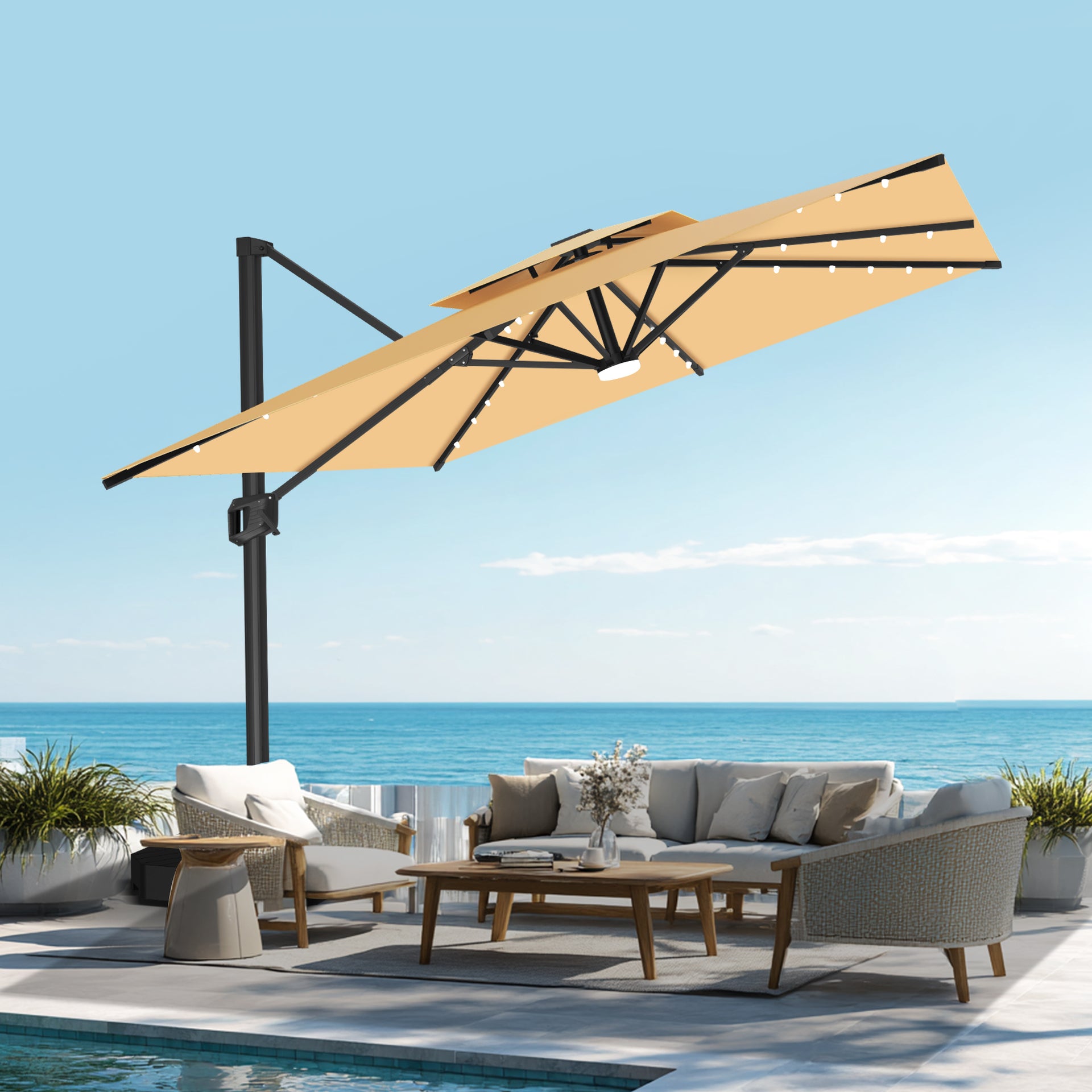 cantilever patio umbrella uk Patioslife Aegis Pro All-weather Parasol with LED Lights, R – -Patioslife This umbrella is perfect Color:Battleship Gray Used Bern UNION Bike made in Indonesia