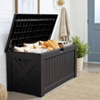 Patioslife black garden storage box with open lid for cushions blankets and indoor patio storage