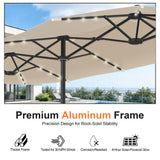 Patioslife Aegis Premium 2.7x4.6m Motorized Garden Parasol — Double-Sided, Remote Control, UPF 50+, Solar LED Lights & Windproof Frame