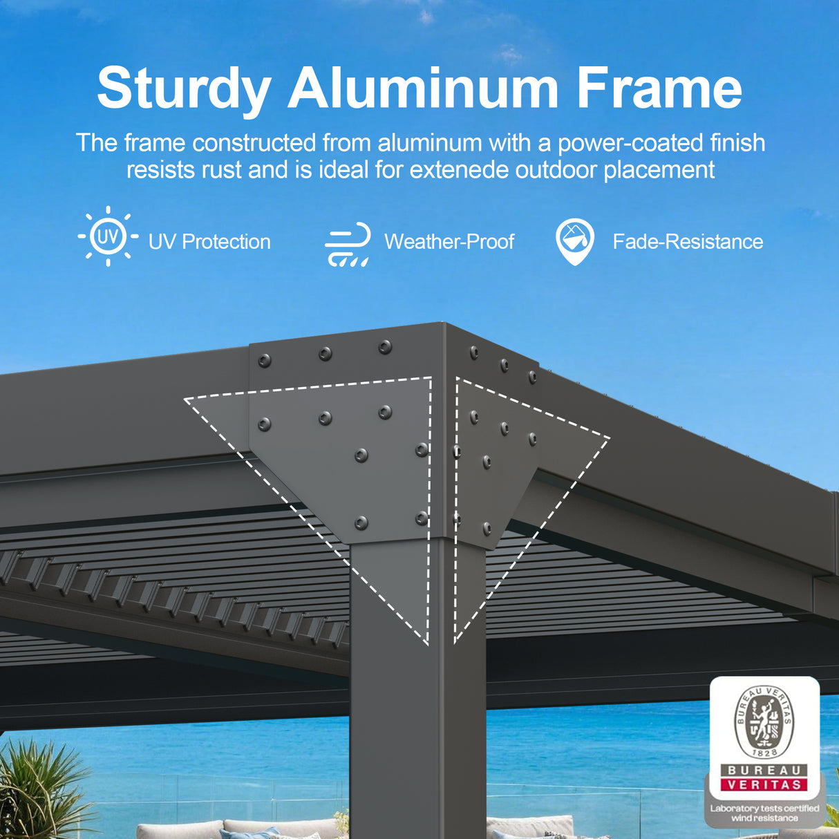 Patioslife Atlantic Premium Louvered Pergola with Adjustable Roof Panels, Integrated Gutter System & Freestanding All-Weather Outdoor Shelter for Patio, Deck & Poolside