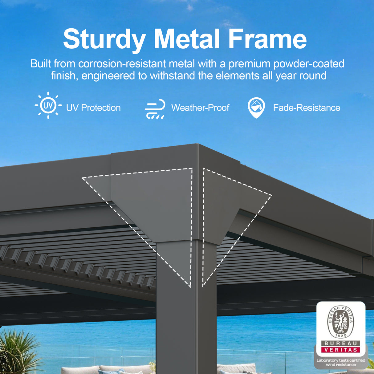 Patioslife Atlantic 3x4m Premium Louvered Pergola with Adjustable Roof Panels, Integrated Gutter System & Freestanding All-Weather Outdoor Shelter for Patio, Deck & Poolside