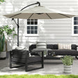 Patioslife cream cantilever parasol shading outdoor sofa and patio furniture in a garden seating area