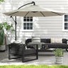Patioslife cream cantilever parasol shading outdoor sofa and patio furniture in a garden seating area