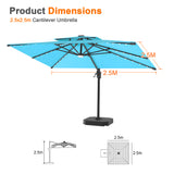 Patioslife Aegis Pro All-weather Cantilever Parasol with LED Lights, Reinforced & Powder-Coated Aluminium Ribs and Pole — Perfect for Garden & Patio