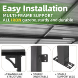 Patioslife Haven wall-mounted hardtop gazebo with easy installation, multi-frame support, triangular structure and stable support legs