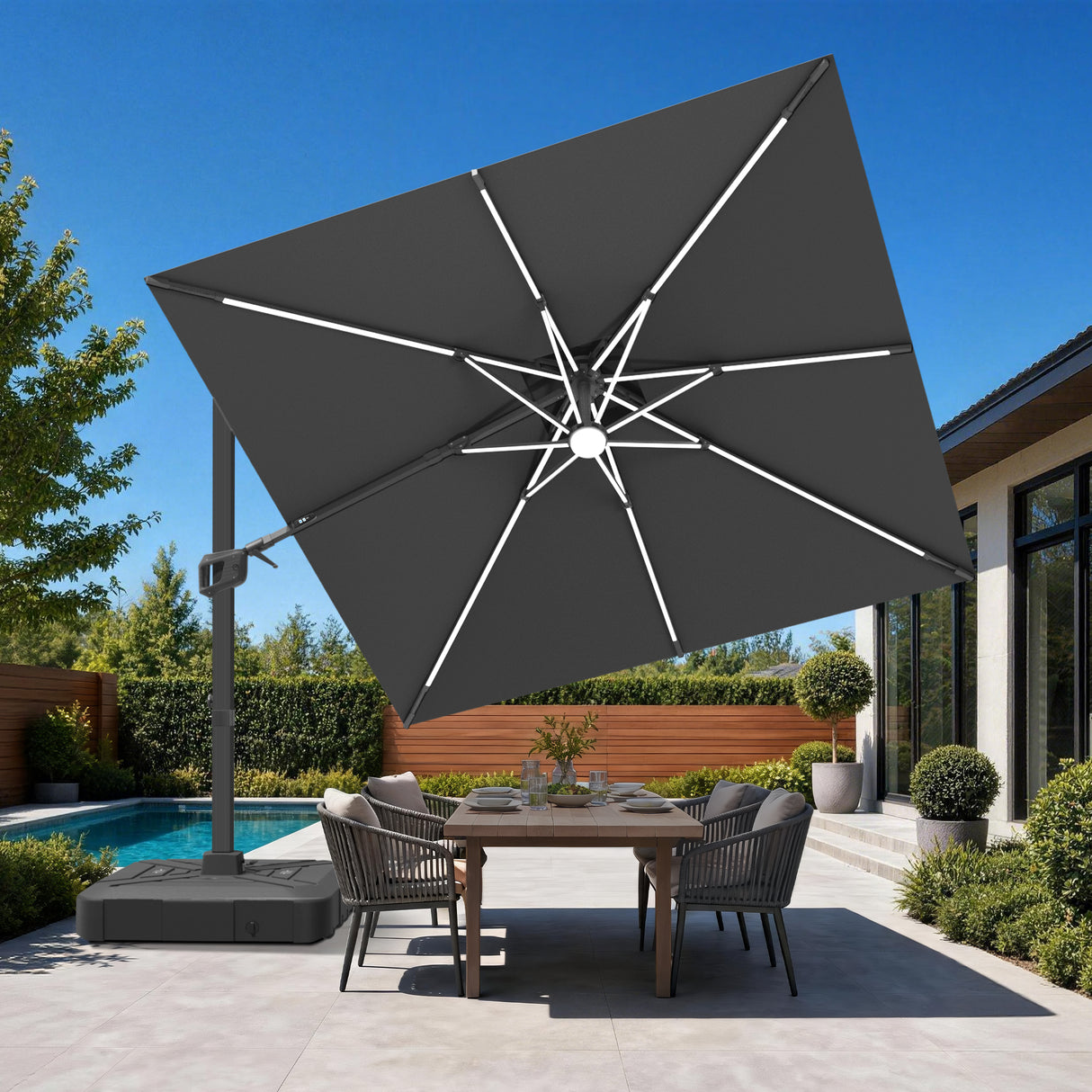 Patioslife Aegis Signature Series Rotating Cantilever Patio Umbrella with Adjustable Tilt for Garden & Poolside
