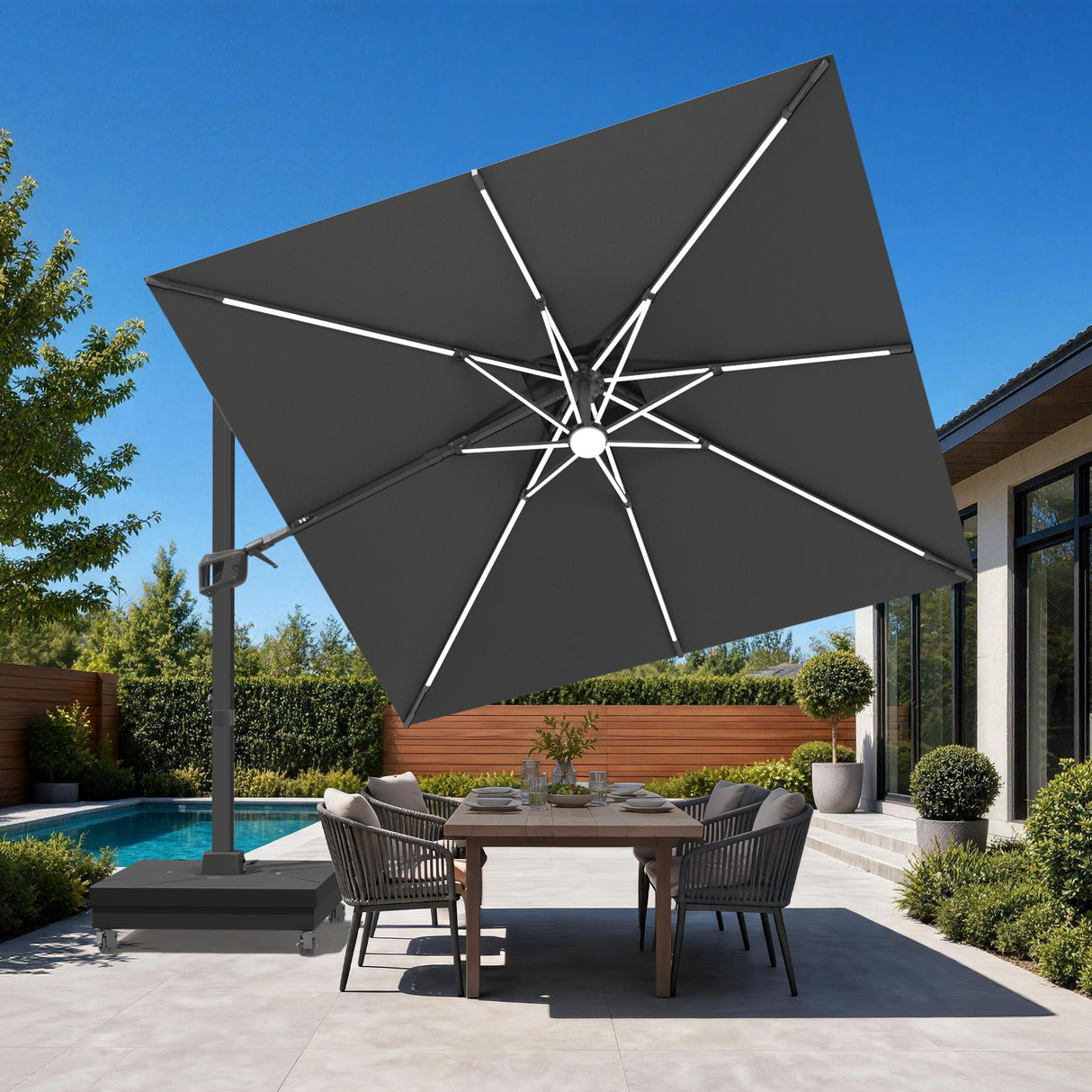 Patioslife Aegis Signature Series Rotating Cantilever Patio Umbrella with Adjustable Tilt for Garden & Poolside