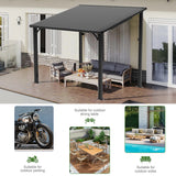 Patioslife Haven wall-mounted hardtop gazebo for outdoor dining, sofa seating, patio shade and motorcycle parking