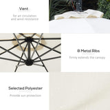 Patioslife cream cantilever parasol with air vent metal ribs and polyester canopy for garden shade