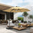 Patioslife Aegis Pro Round Cantilever Patio Umbrella Tan with Solar LED Lights and Large Base for  Patio