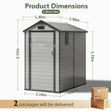 Patioslife 1.30m x 1.90m grey garden shed dimensions for outdoor tool and equipment storage