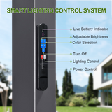 Patioslife Atlantic 3x4m pergola smart lighting control system with battery indicator, brightness adjustment and colour selection for outdoor LED lighting