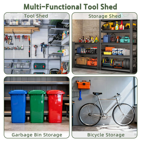 Patioslife multi functional garden shed for tool storage bin storage and bicycle storage