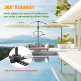 Patioslife Aegis Pro™ All-in-One Shade Round Cantilever Patio Parasol with solar LED lights | Premium Cover | Large Base